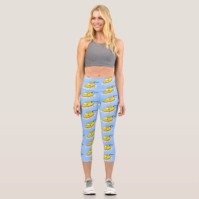 Funny Cartoon Eisen Wäsche Illustration Capri Leggings (Vorderseite)