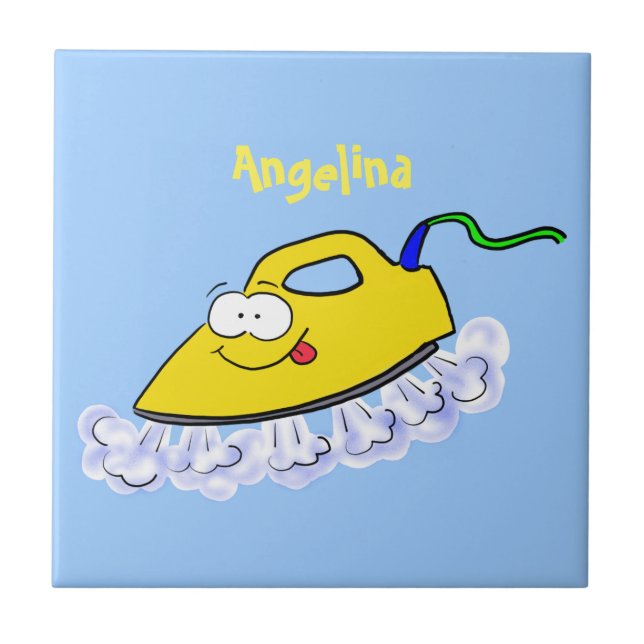 Funny Cartoon Eisen Wäsche Illustration Fliese (Vorderseite)