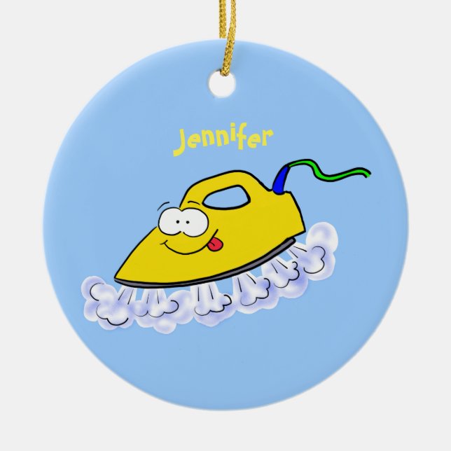 Funny Cartoon Eisen Wäsche Illustration Keramik Ornament (Vorne)