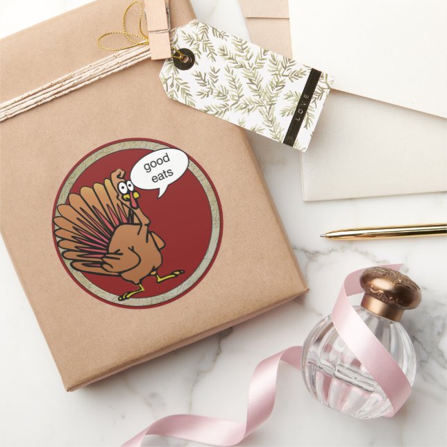 Funny Cartoon Erntedank Türkei Runder Aufkleber (Schenken)