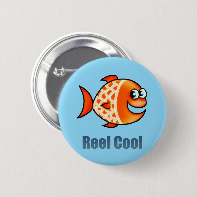 Funny Cartoon Fish Ocean Pun Button (Vorne & Hinten)