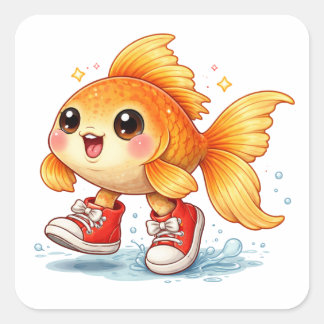 Funny cartoon fish wearing shoes Sticker