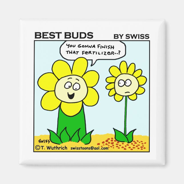 Funny Cartoon Flower Hungry For More Fertilizer Magnet (Vorne)