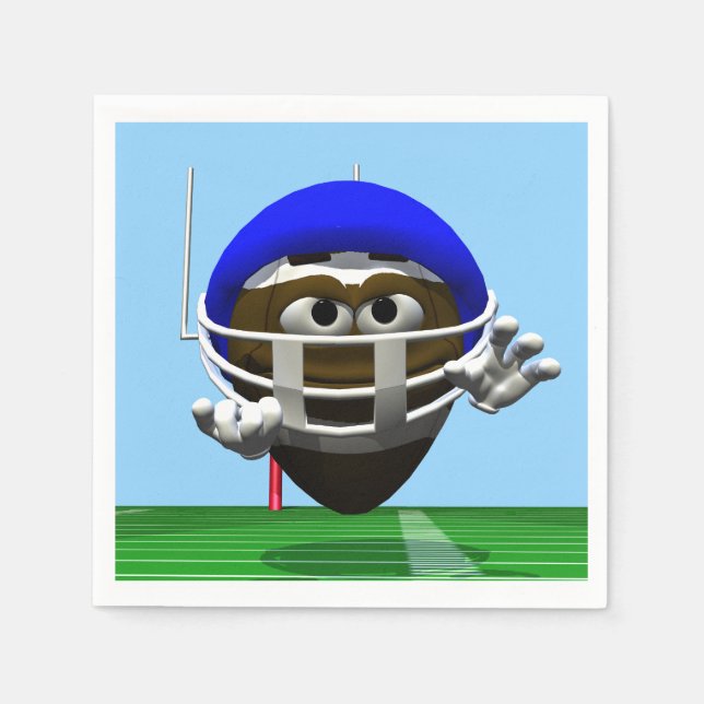 Funny Cartoon Football in einem Helm Serviette (Vorderseite)