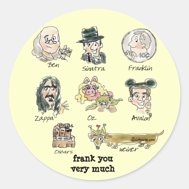 Funny Cartoon Frank Sie sehr viel Aufkleber (Vorderseite)