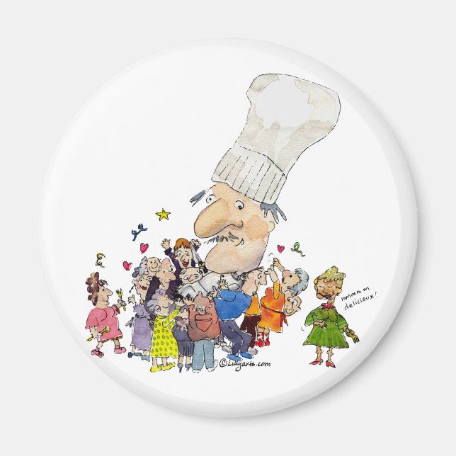 Funny Cartoon Französischer Koch Magnet (Vorne)