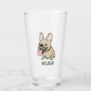 Funny Cartoon French Bulldog Frenchie Personalisie Glas
