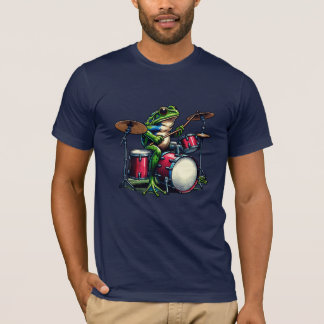 Funny Cartoon Frog spielt Trommeln T-Shirt