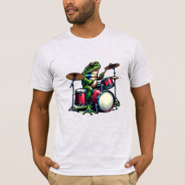 Funny Cartoon Frog spielt Trommeln T-Shirt