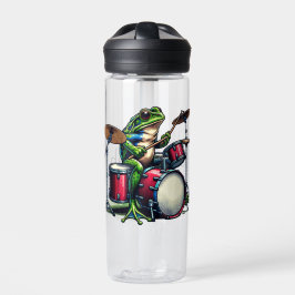 Funny Cartoon Frog spielt Trommeln Trinkflasche