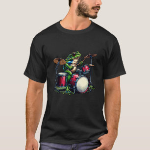 Funny Cartoon Frosch spielen Trommeln T-Shirt