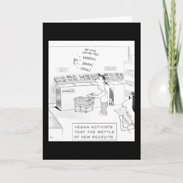 Funny Cartoon für Aktivisten und Veganer Karte (Vorderseite)