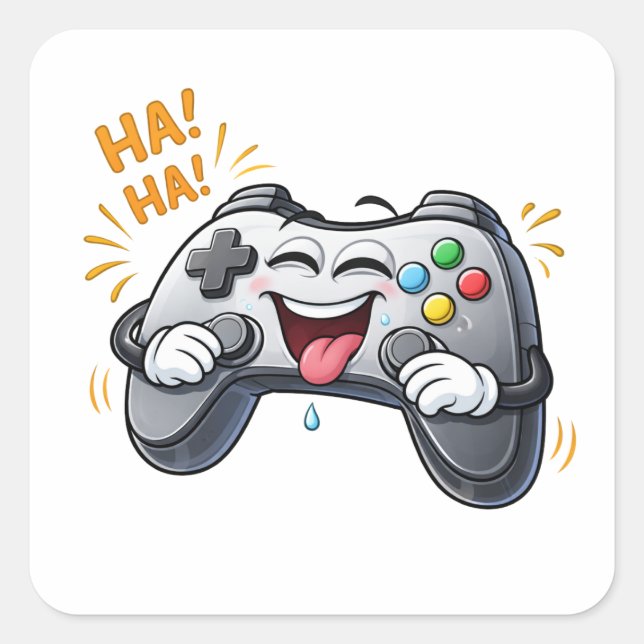 Funny Cartoon Game Controller Laughing Sticker (Vorderseite)