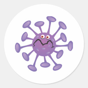 Funny Cartoon Germ Bacteria Runder Aufkleber