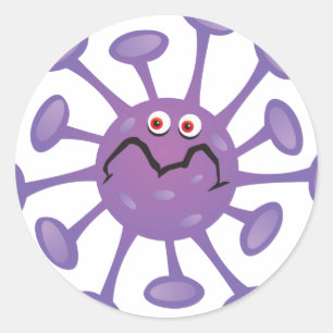 Funny Cartoon Germ Bacteria Runder Aufkleber