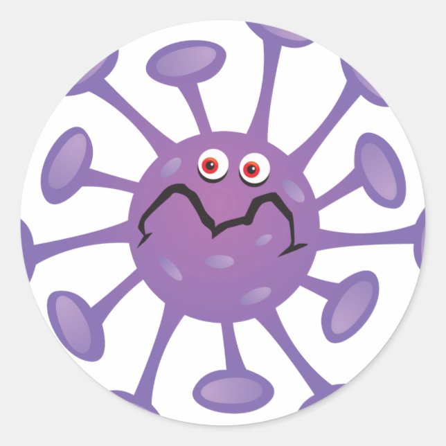 Funny Cartoon Germ Bacteria Runder Aufkleber (Vorderseite)