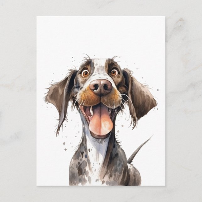 Funny Cartoon German Pointer Dog Postkarte (Vorderseite)