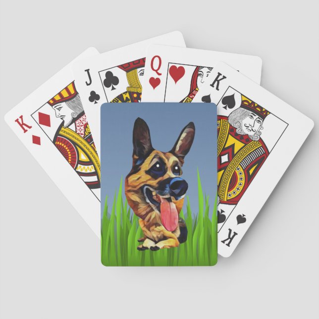 Funny Cartoon German Shepherd Playing Cards Spielkarten (Rückseite)
