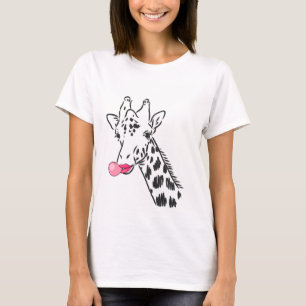 Funny Cartoon Giraffe Print T-Shirt