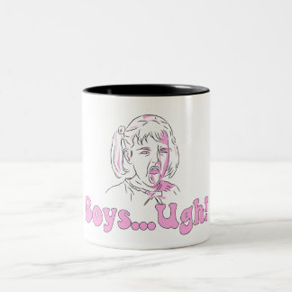 Funny Cartoon Girl Meme - "Jungs.. Ugh!" Zweifarbige Tasse