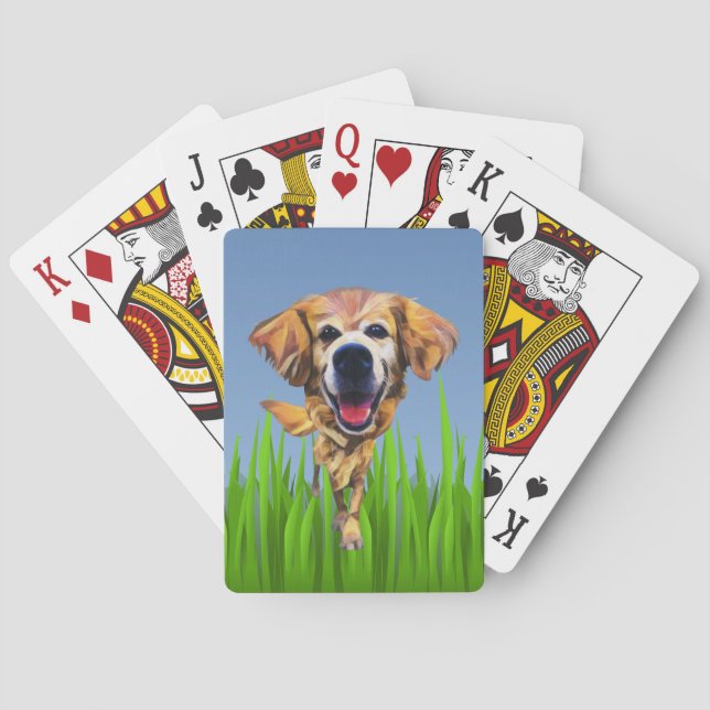 Funny Cartoon Golden Retriever Deck of Cards Spielkarten (Rückseite)