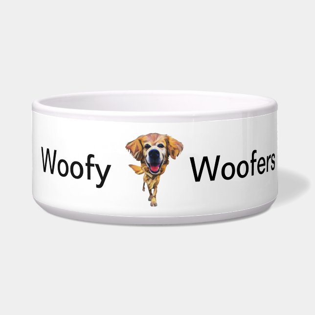 Funny Cartoon Golden Retriever Dog Bowl Napf (Vorderseite)