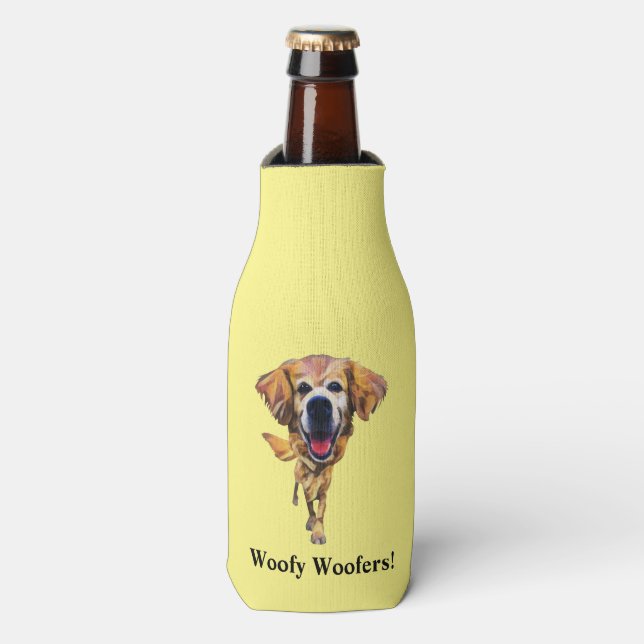 Funny Cartoon Golden Retriever Flasche Cooler Flaschenkühler (Flaschenvorderseite)
