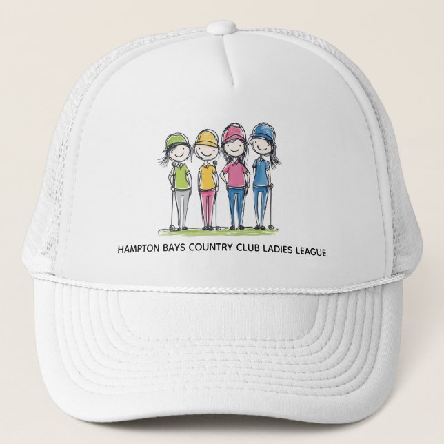 Funny Cartoon Golf Hat - Ladys League Edition Truckerkappe (Vorderseite)