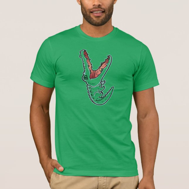 Funny Cartoon Green Crocodile on Unisex t-shirt, A T-Shirt (Vorderseite)