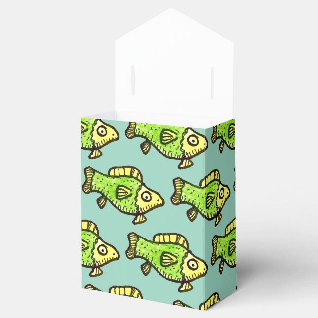 Funny Cartoon Green Fish Drawing Favor Boxes Geschenkschachtel (Geöffnet)