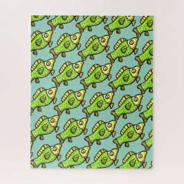 Funny Cartoon Green Fish Drawing Puzzle