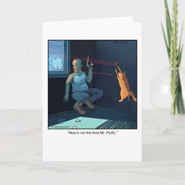 Funny Cartoon Grußkarte - Laser Cat Karte (Vorderseite)