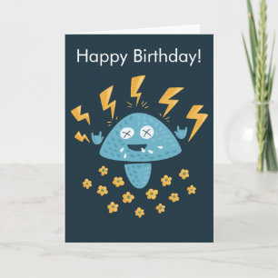 Funny Cartoon Heavy Metal Mushroom Karte