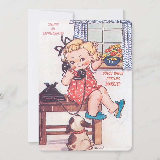 Funny Cartoon Hochzeitsklatsch Einladung (Vorderseite)