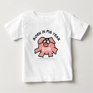 Funny Cartoon Illustration Pink Pig 2019 Baby T-Sh Baby T-shirt