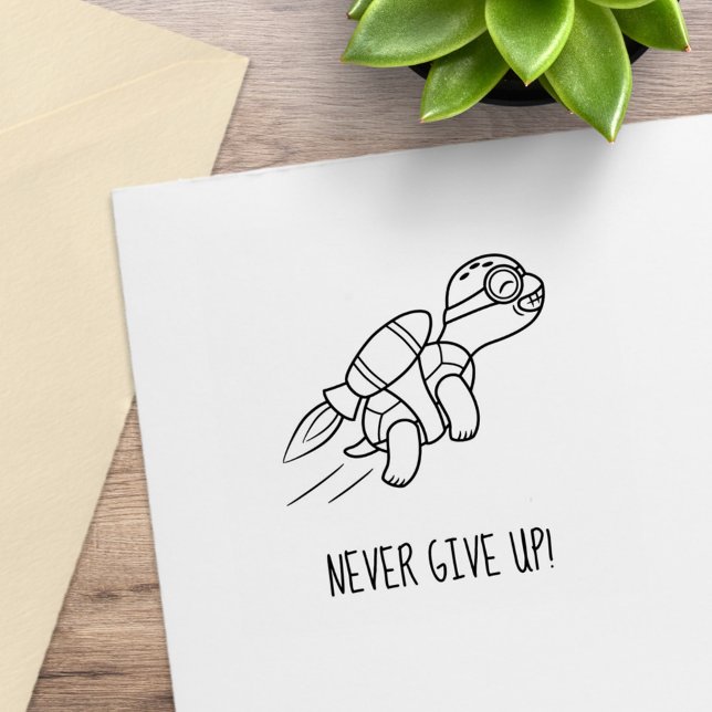 Funny Cartoon Jetpack Turtle Motivierend Gummistempel (Von Creator hochgeladen)