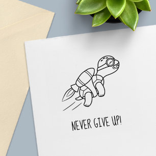 Funny Cartoon Jetpack Turtle Motivierend Permastempel