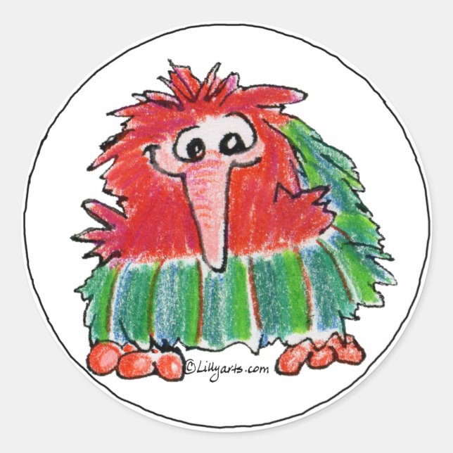 Funny Cartoon Kiwi Bird 3 Round Sticker (Vorderseite)