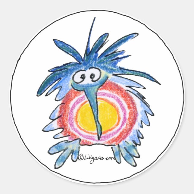 Funny Cartoon Kiwi Bird 4 Round Sticker (Vorderseite)