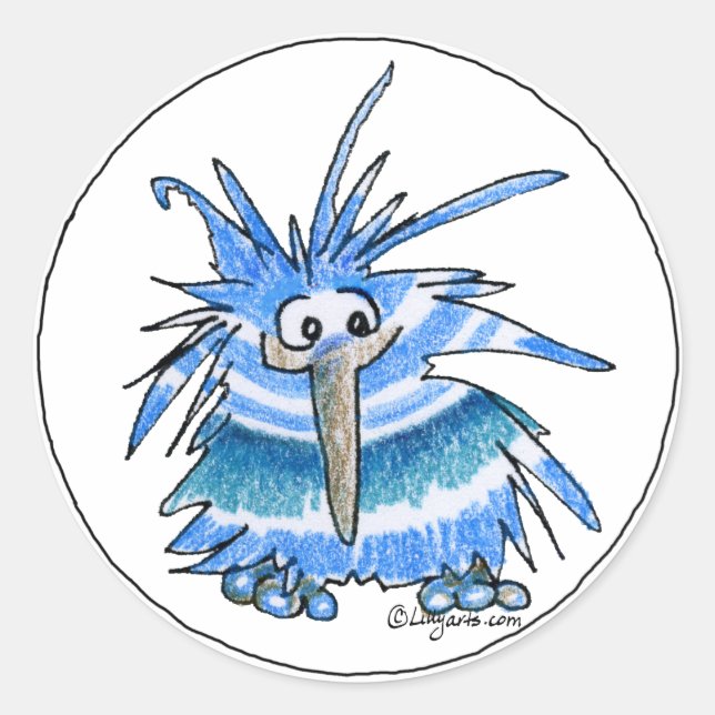Funny Cartoon Kiwi Bird 5 Round Sticker (Vorderseite)