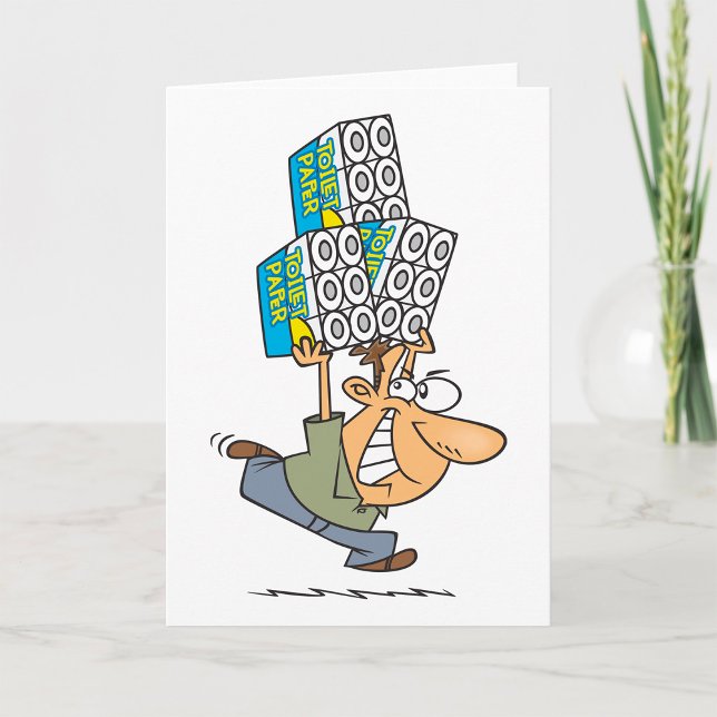 Funny Cartoon Man Panik kaufen Toilettenpapier Karte (Von Creator hochgeladen)