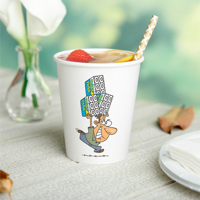 Funny Cartoon Man Panik kaufen Toilettenpapier Pappbecher (Von Creator hochgeladen)