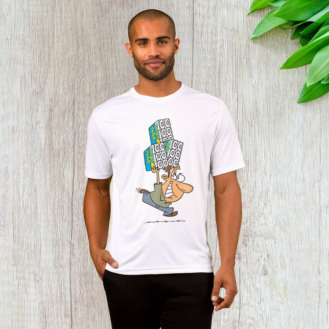 Funny Cartoon Man Panik kaufen Toilettenpapier T-Shirt (Von Creator hochgeladen)