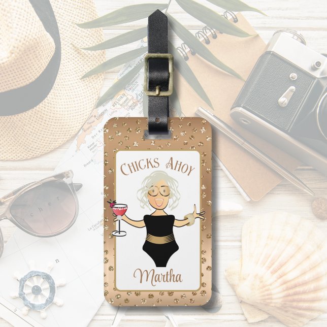 Funny Cartoon Matte Woman Cruise Beach Tropical Gepäckanhänger (Von Creator hochgeladen)