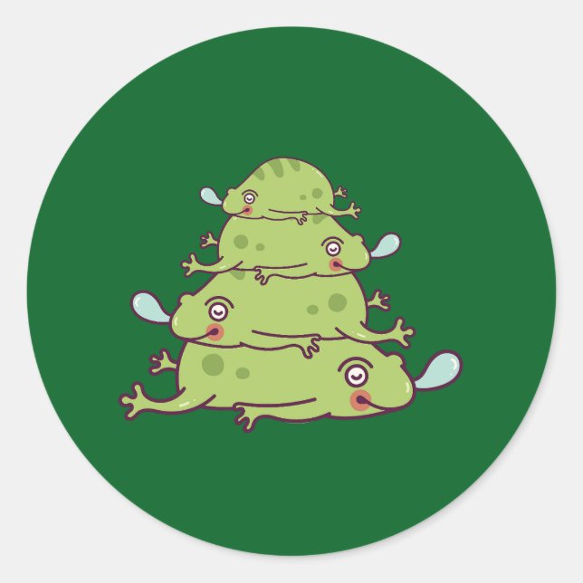 Funny Cartoon Moderne, einfach klassische Frösche Runder Aufkleber (Vorderseite)