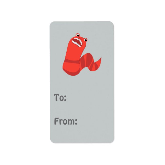 Funny Cartoon Mongolian Death Worm Adressaufkleber (Vorne)