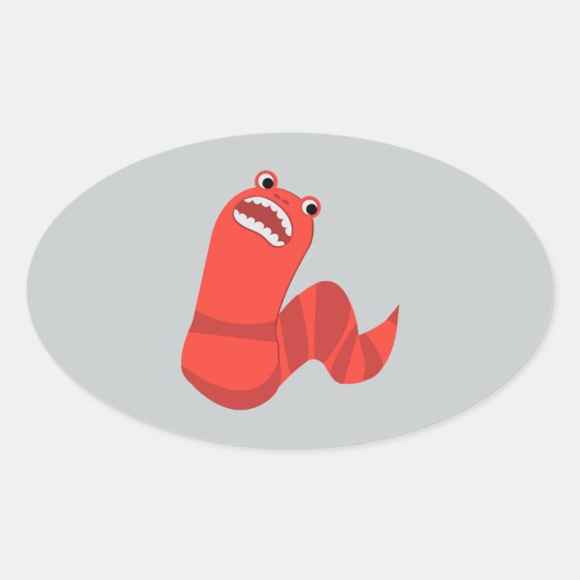 Funny Cartoon Mongolian Death Worm Ovaler Aufkleber (Vorderseite)
