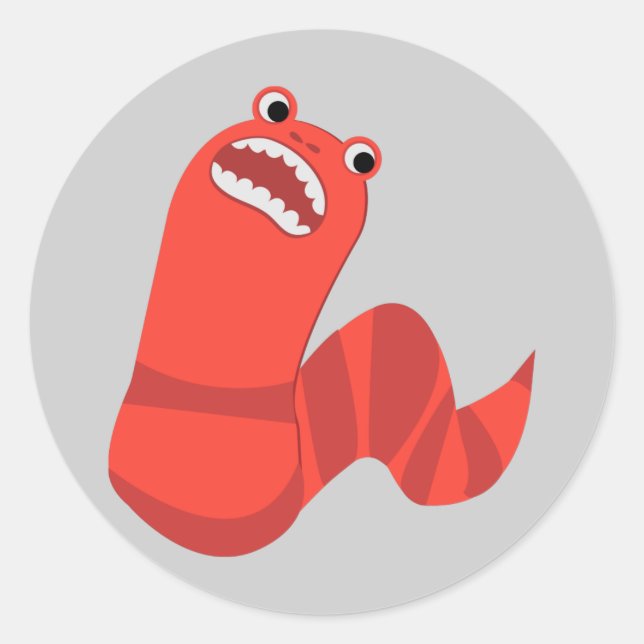 Funny Cartoon Mongolian Death Worm Runder Aufkleber (Vorderseite)