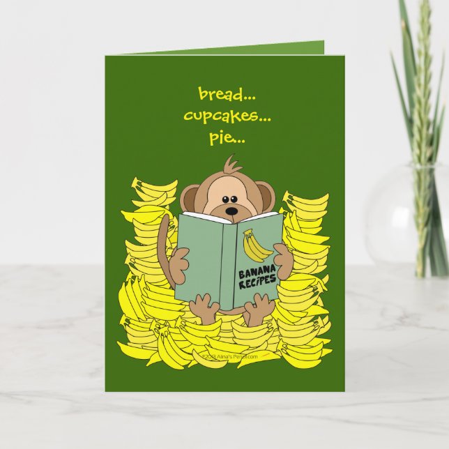 Funny Cartoon Monkey mit Bananen Puck Danke Karte (Vorderseite)