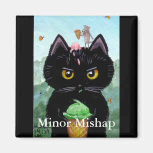 Funny Cartoon Niedlich Black Cat Mouse Creationart Magnet